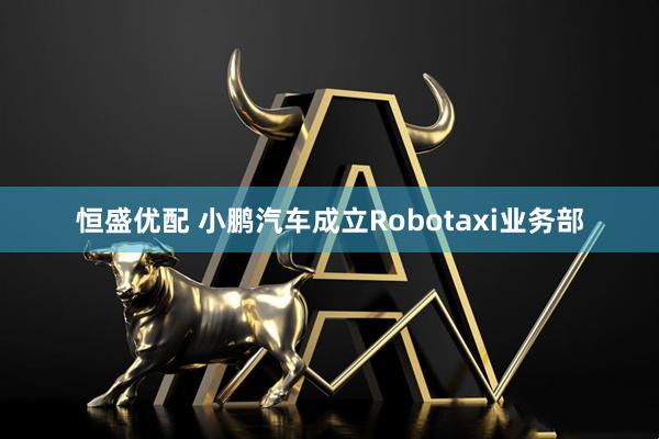 恒盛优配 小鹏汽车成立Robotaxi业务部